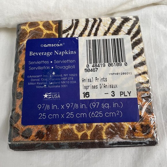 Amscan Beverage Napkin - Animal Print - Picture 2 of 2